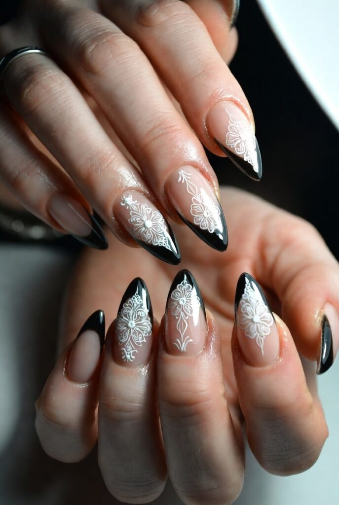 Black Tips with Abstract Red Swooshes Overlapping the Edge