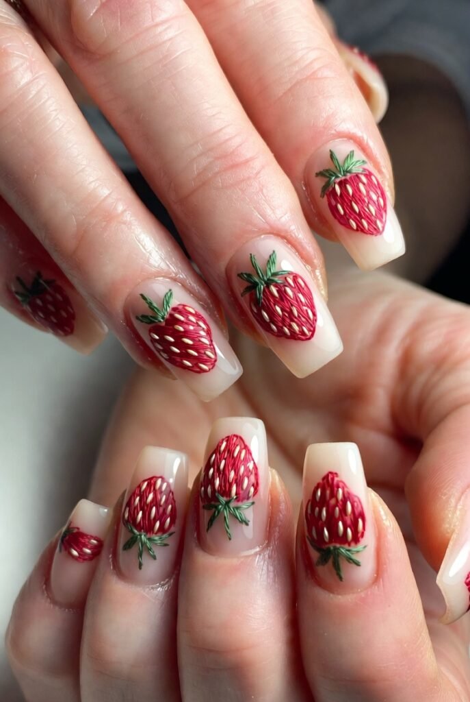 11. Embroidered Strawberry Patch