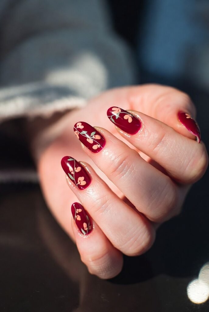 Deep Cherry with Thin Gold Foil Lines: Luxurious, Gilded, and Eye-Catching