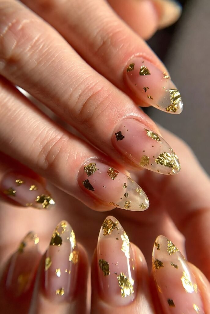 Sheer Pink with Gold Foil Flakes