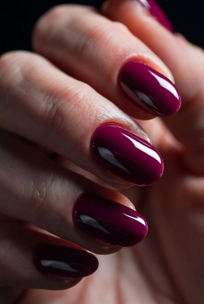 Navy Blue Matte With Gold Foil Oval Nails