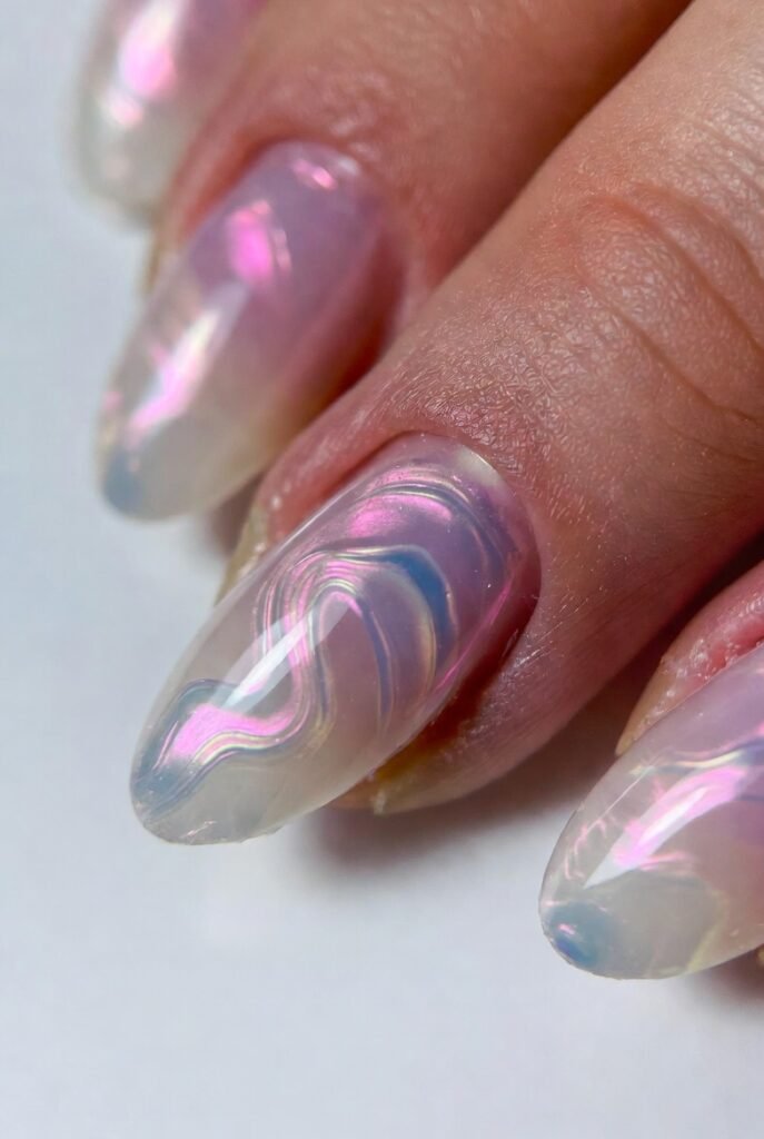 Iridescent Opal Gel with Milky Swirls
