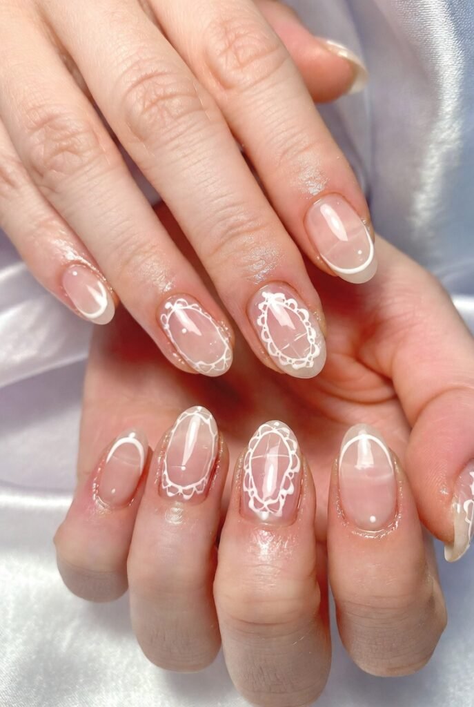 Reverse Lace Outline on Negative Space Nails