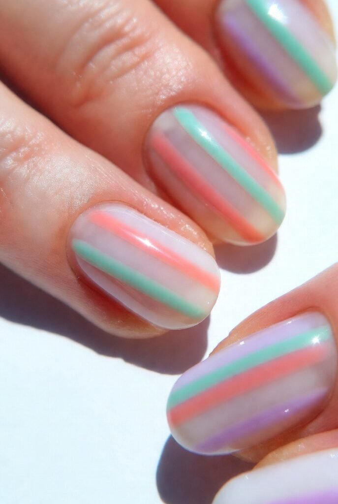 13. Hand‑Painted Stripes in Pastel Tones: Color Without Chaos