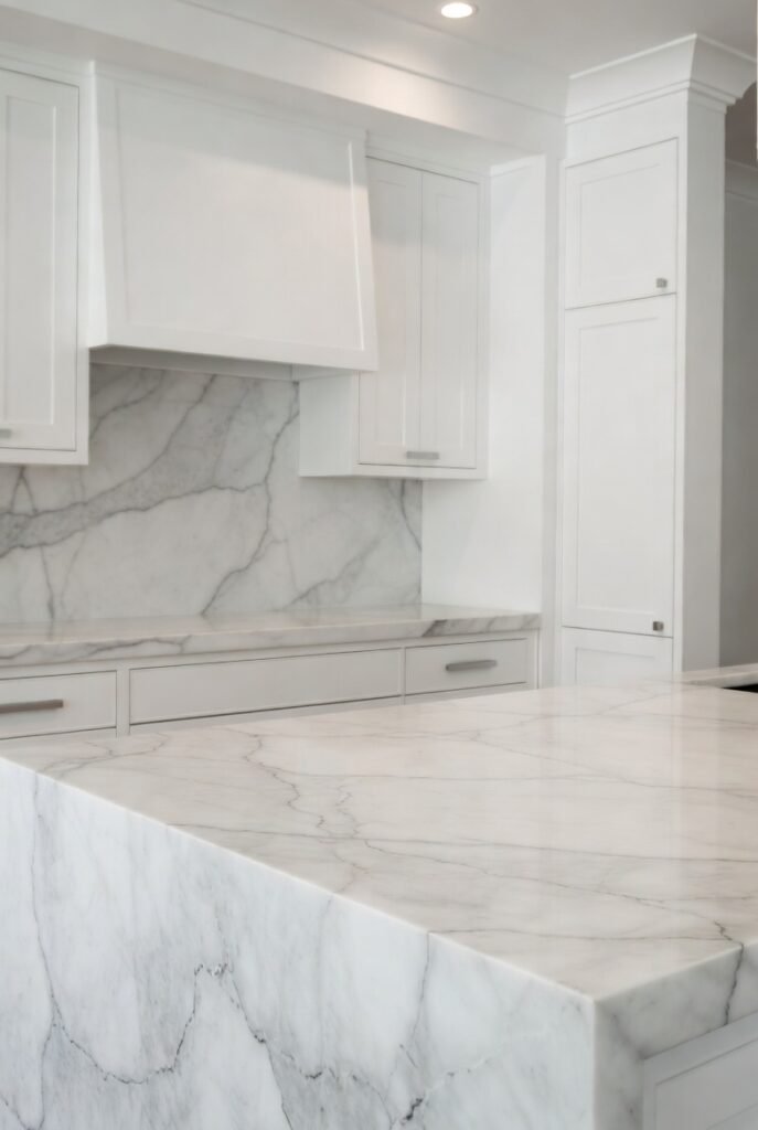 2. Marble Countertops with Gray Veining