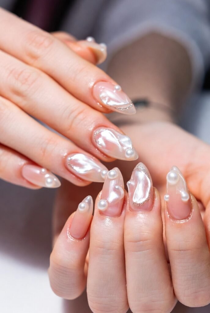 Pearl Accent Nails