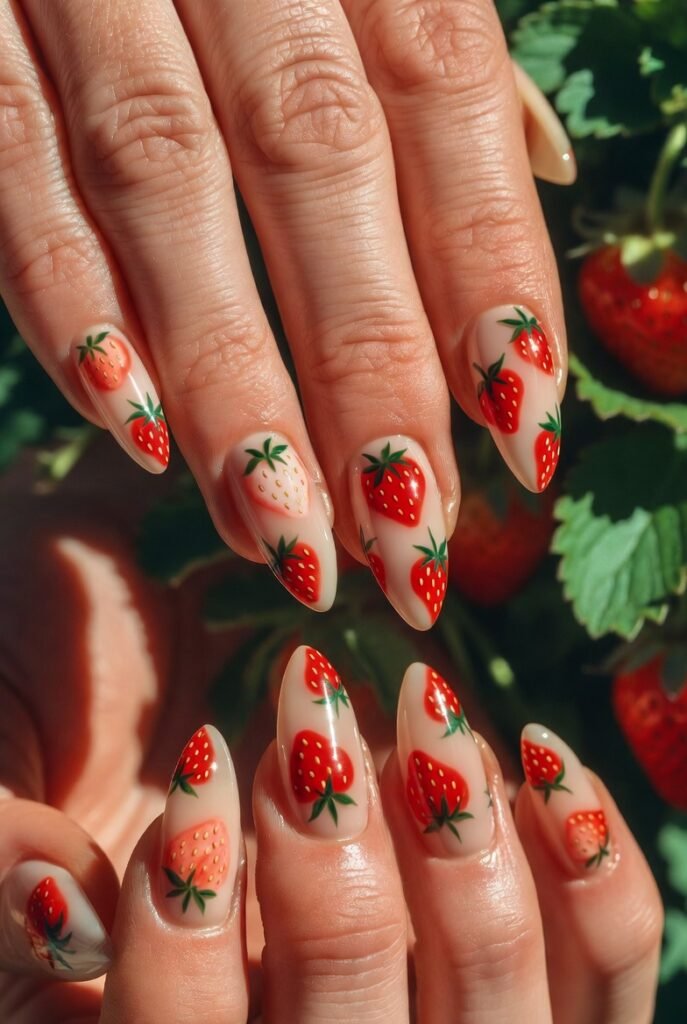 3. Hand-Painted Strawberry Patch