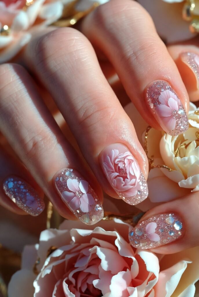 9. Glitter‑Encrusted Peonies