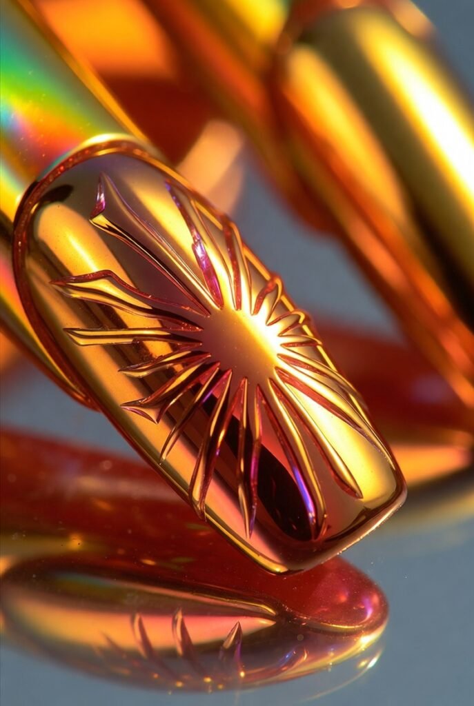 14. Nude Chrome with Abstract Drops
