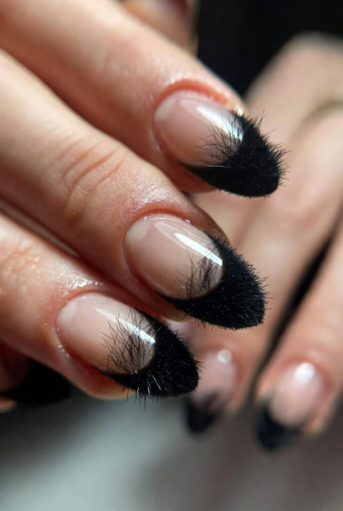 Black Tips with Flocking Powder for a Velvet-Feather Finish
