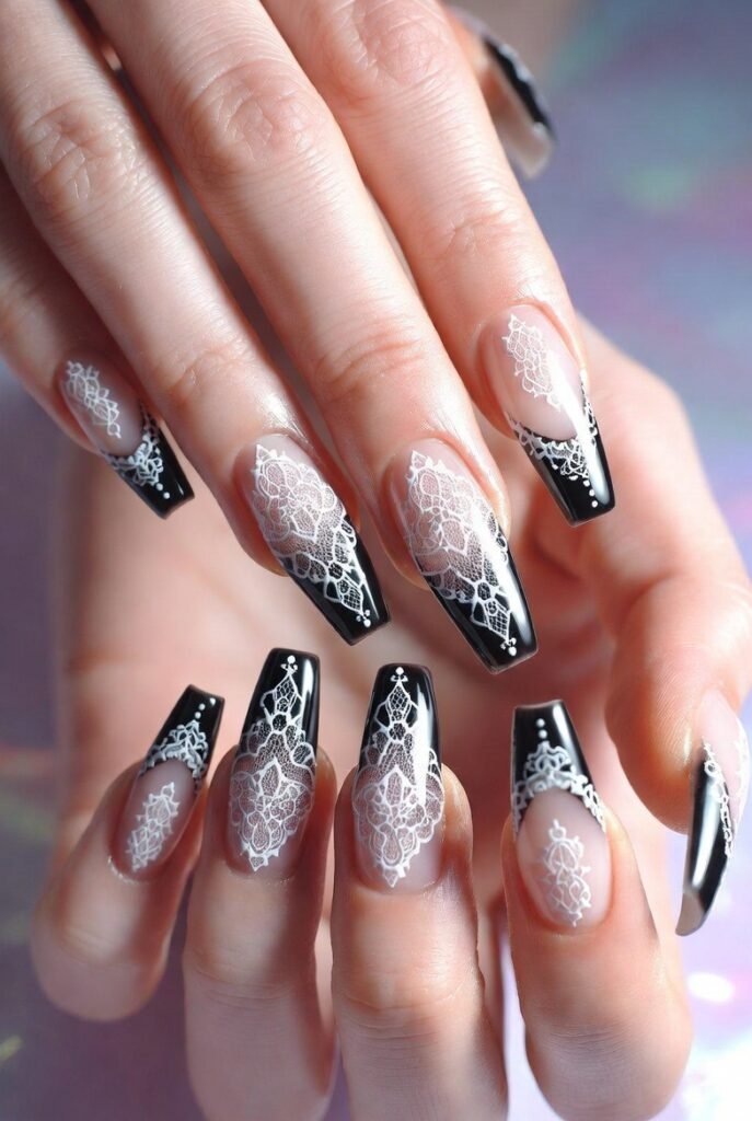 Gothic White Lace on Black