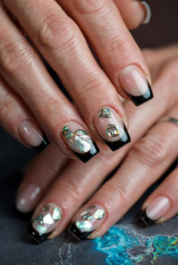 Black Tips with Scattered Abalone Shell Inlays