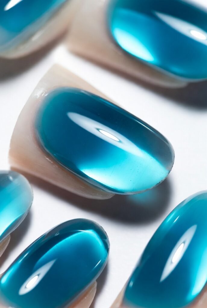 Ocean Blue Jelly Nails