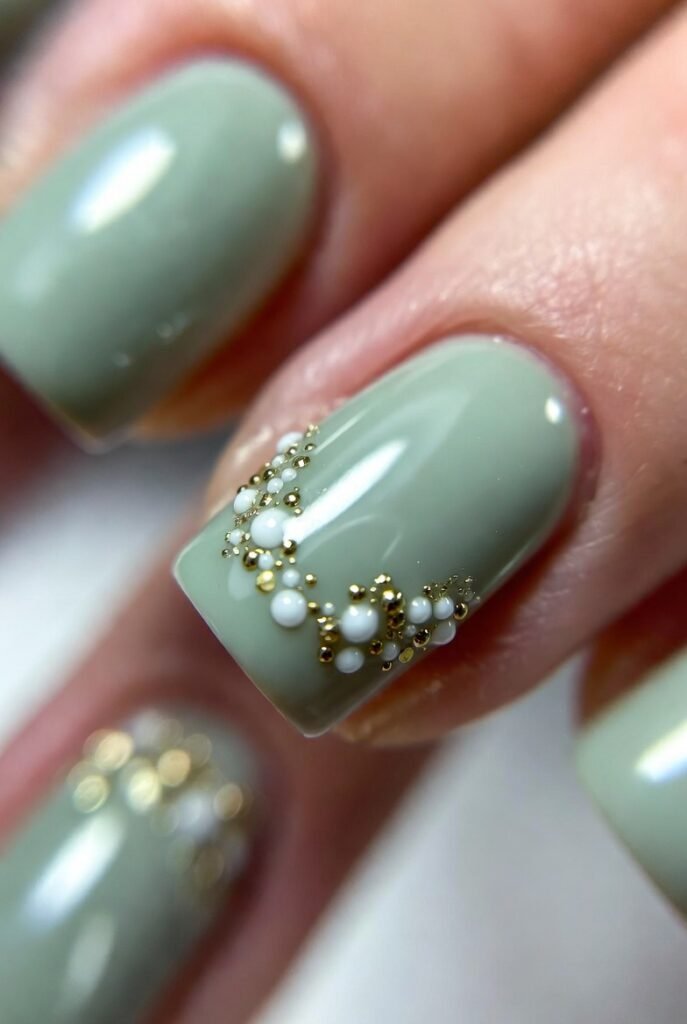Soft Sage Green With Dot Clusters