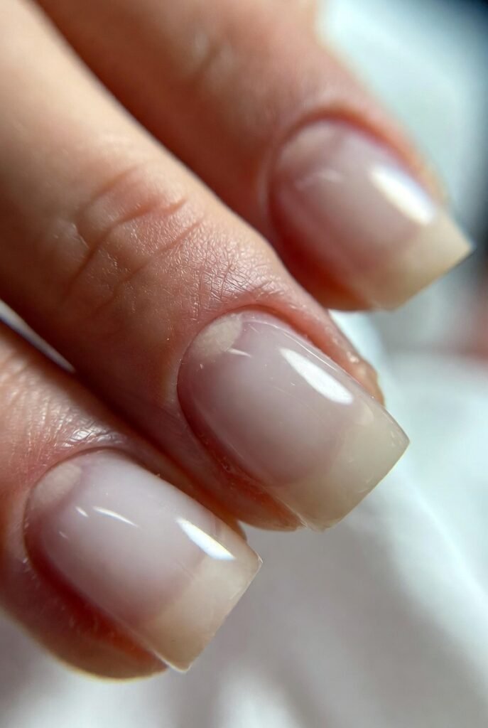 Milky White Squoval Nails