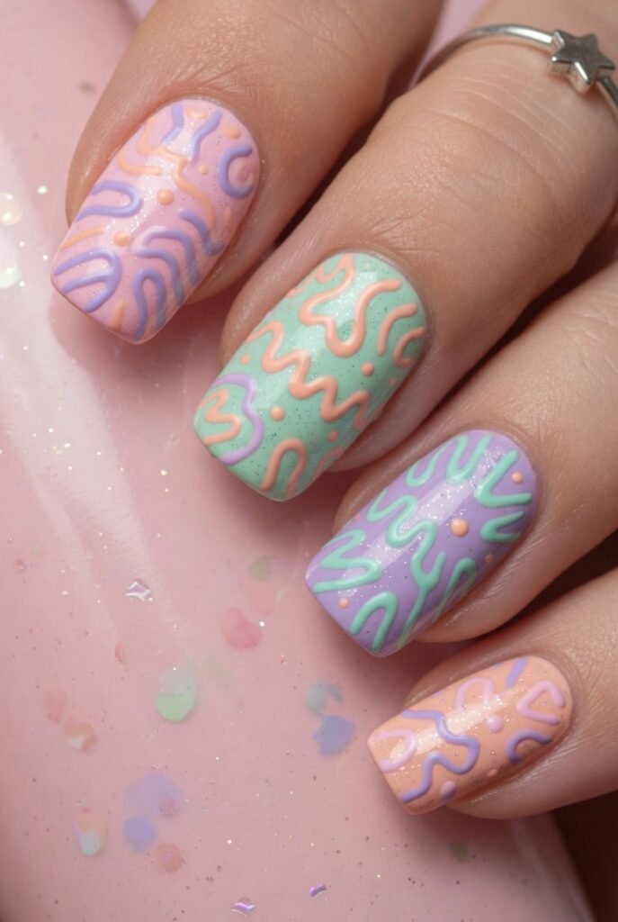 Mismatched Pastel Squiggles