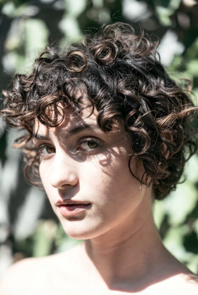 Curly Pixie with Long Top Knot: The Best of Both Lengths