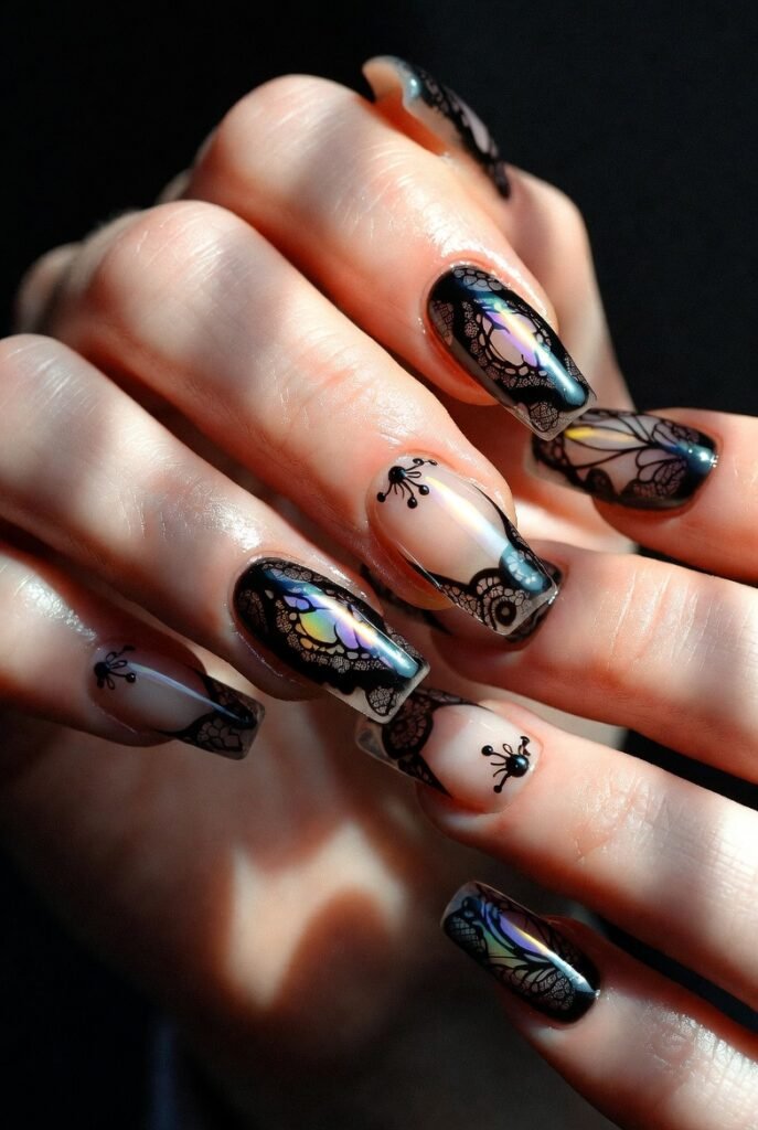 Black Lace Stained Glass with Cellophane