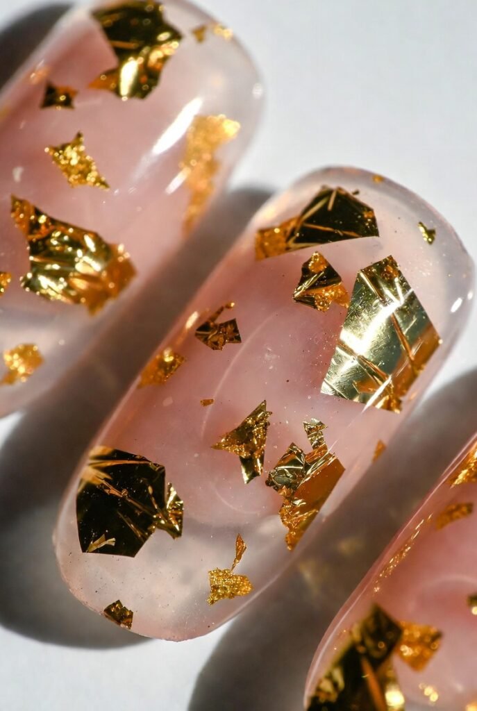 Translucent Jelly Pink with Gold Foil Flakes