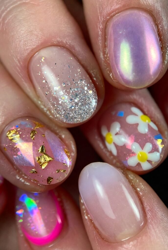 Jelly Pink with Silver Glitter Fade
