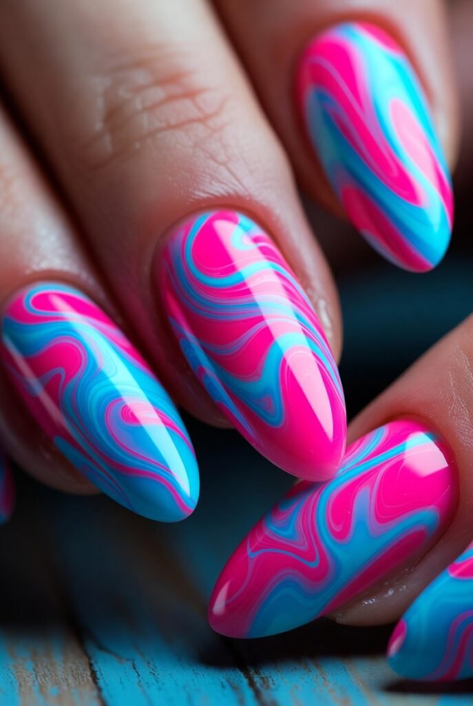 Hot Pink and Electric Blue Swirls