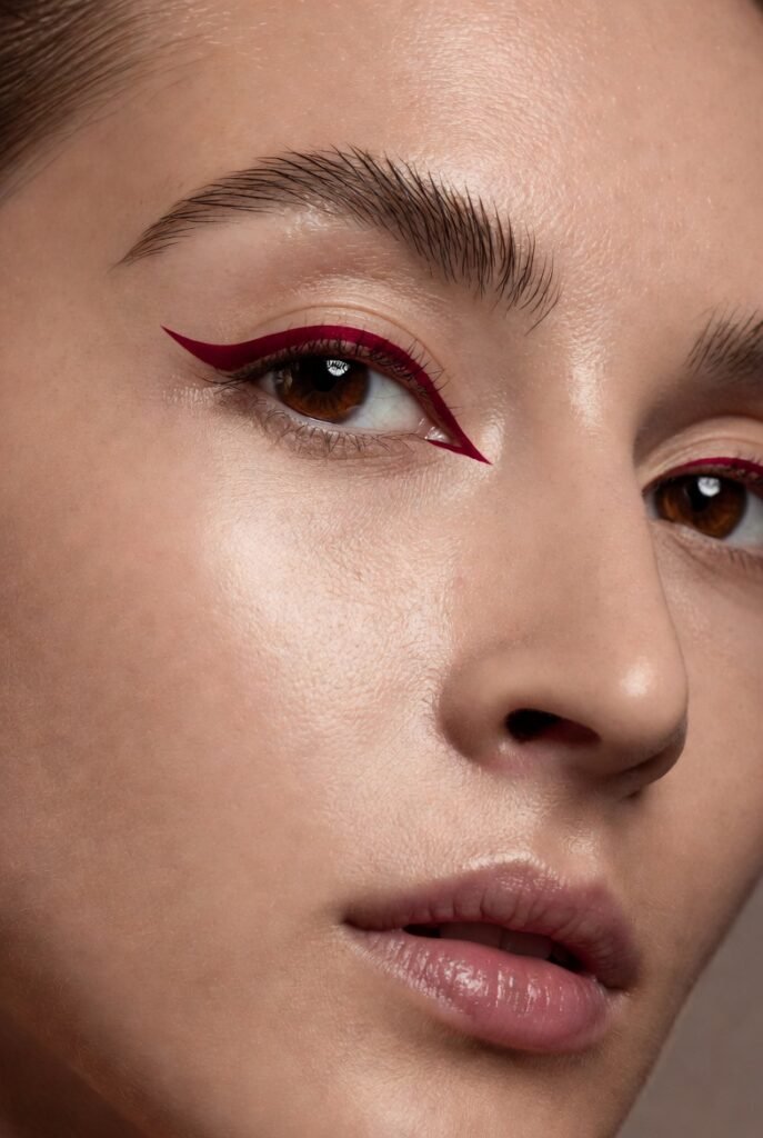 9. Single Burgundy Winged Liner
