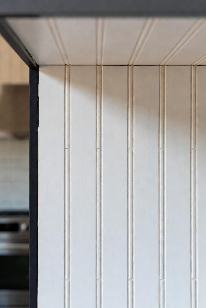 12. Bead Board Backsplash Behind the Range with a Metal Strip