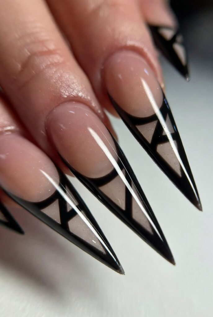 Negative Space Stiletto Nails