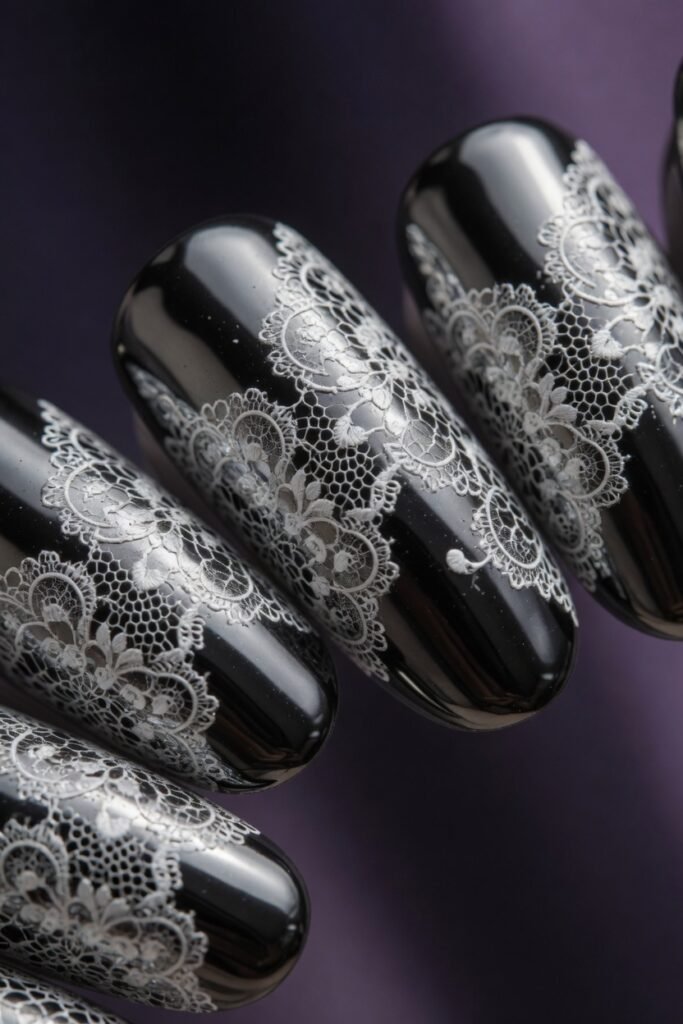 6. Black Chrome with White Lace
