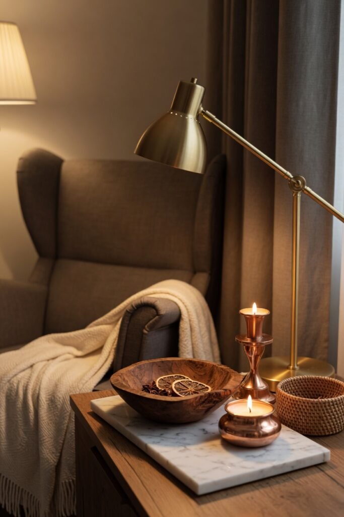 11. Blend Warm Metals and Natural Materials