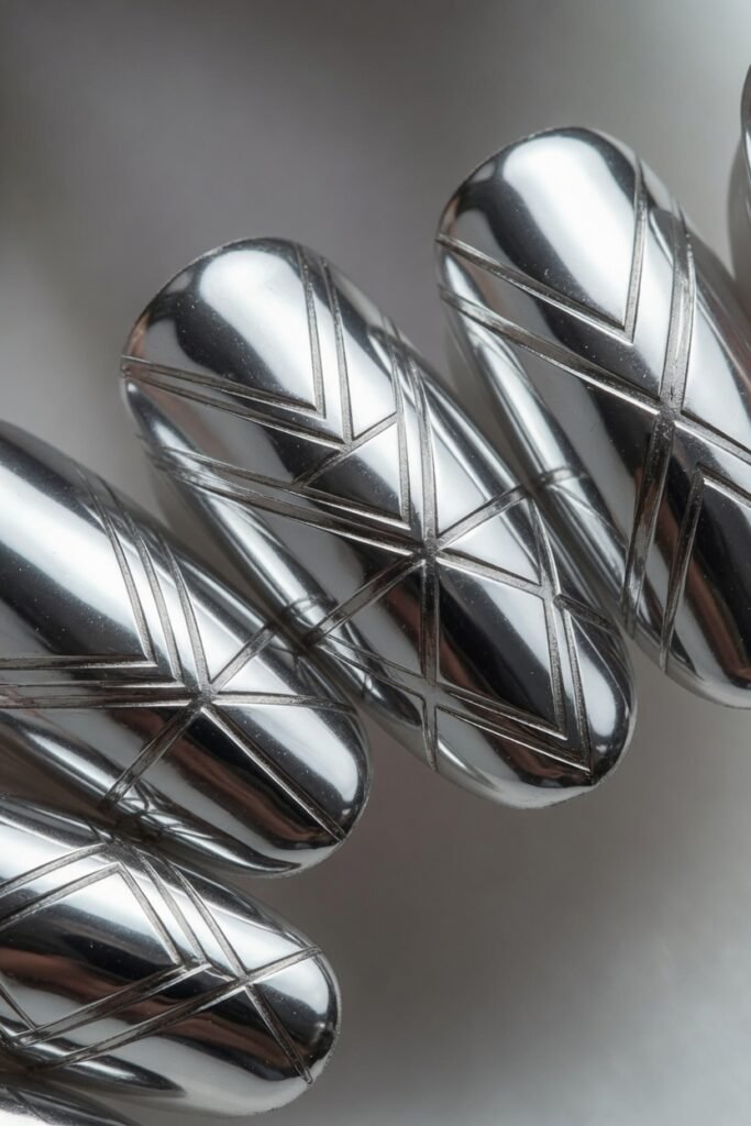 2. Silver Chrome with Geometric Lines