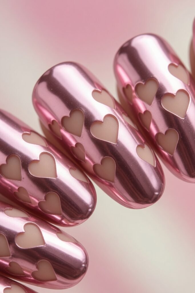 7. Pink Chrome with Heart Cutouts