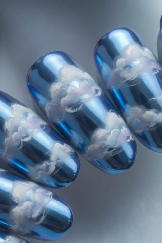 3. Blue Chrome with Cloud Patterns