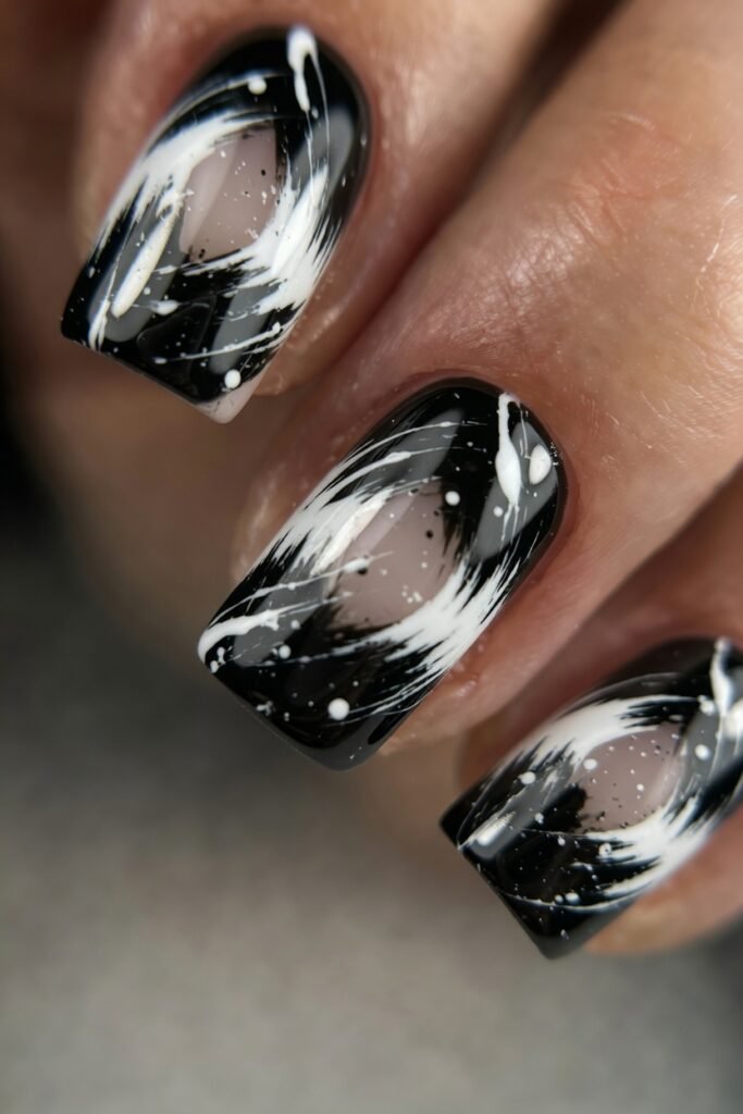 11. Black and White Abstract Brush Strokes