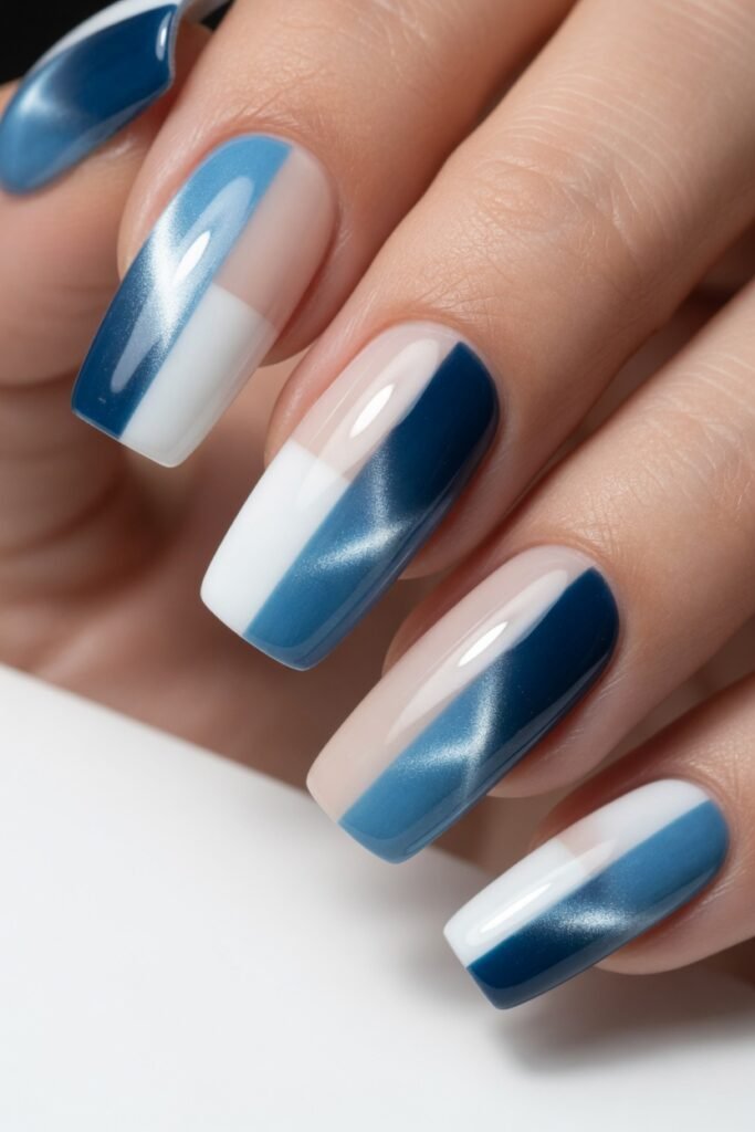 Half-and-Half Color Block with Cat Eye