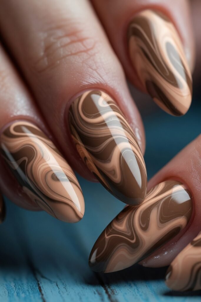 Nude and Chocolate Brown Swirls