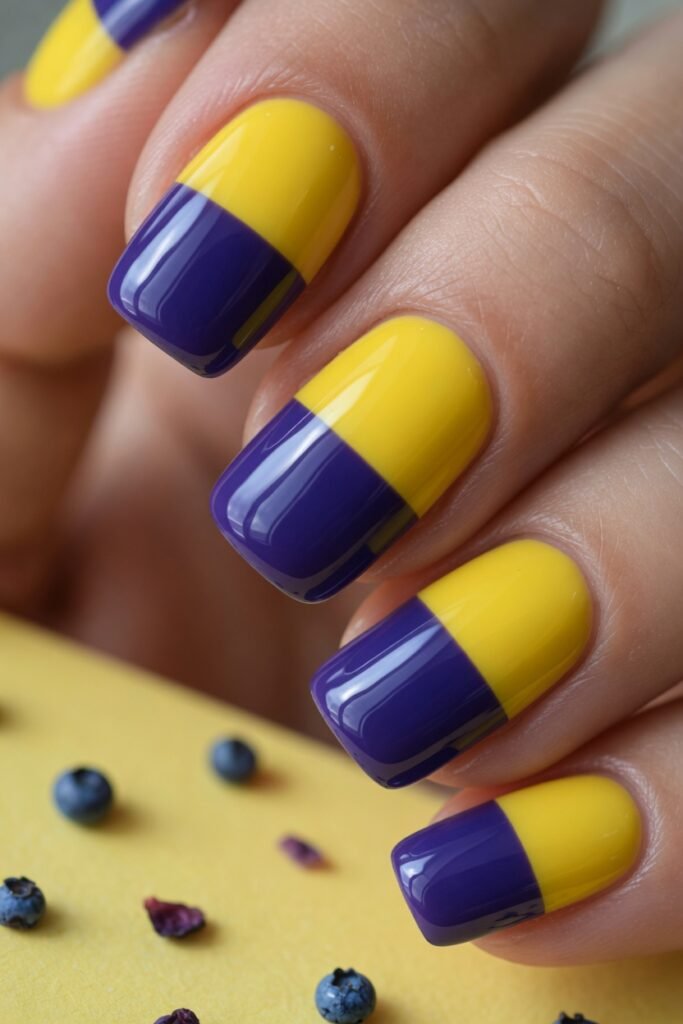 3. Yellow and Blueberry Color Block Patterns