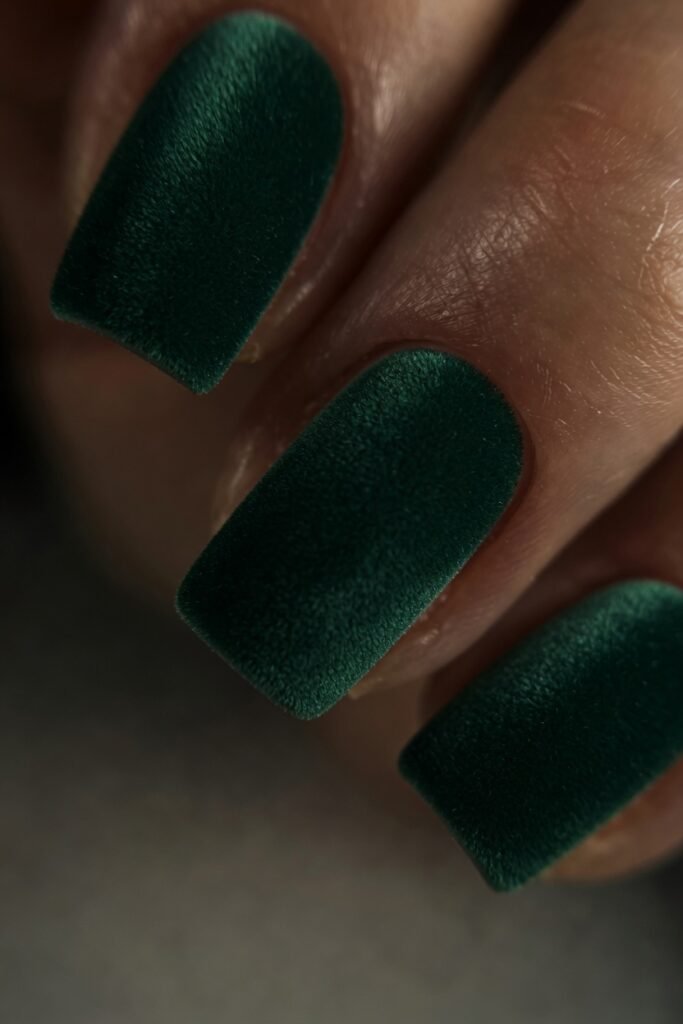 6. Deep Emerald Green Velvet Finish