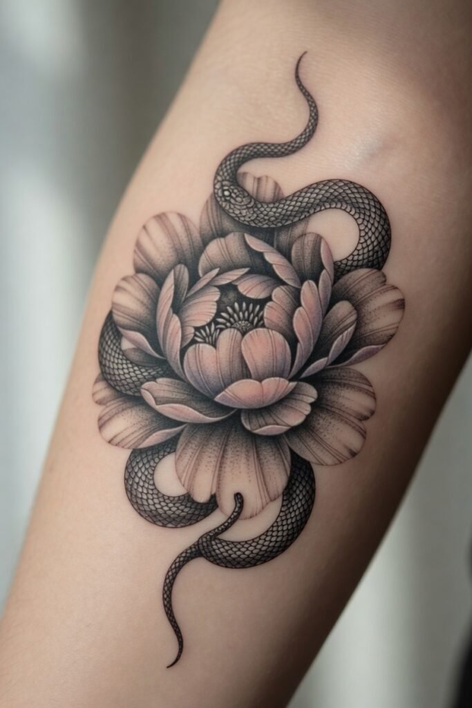 10. Peony and Snake Wrapping Design