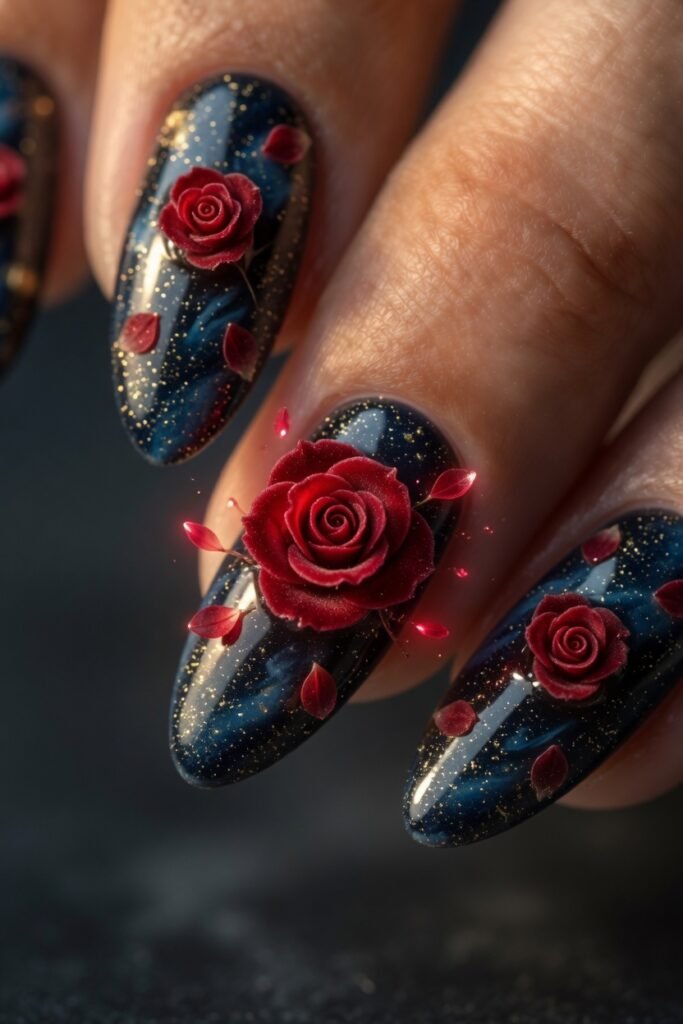 13. The Enchanted Rose in 3D Resin and Velvet Petals