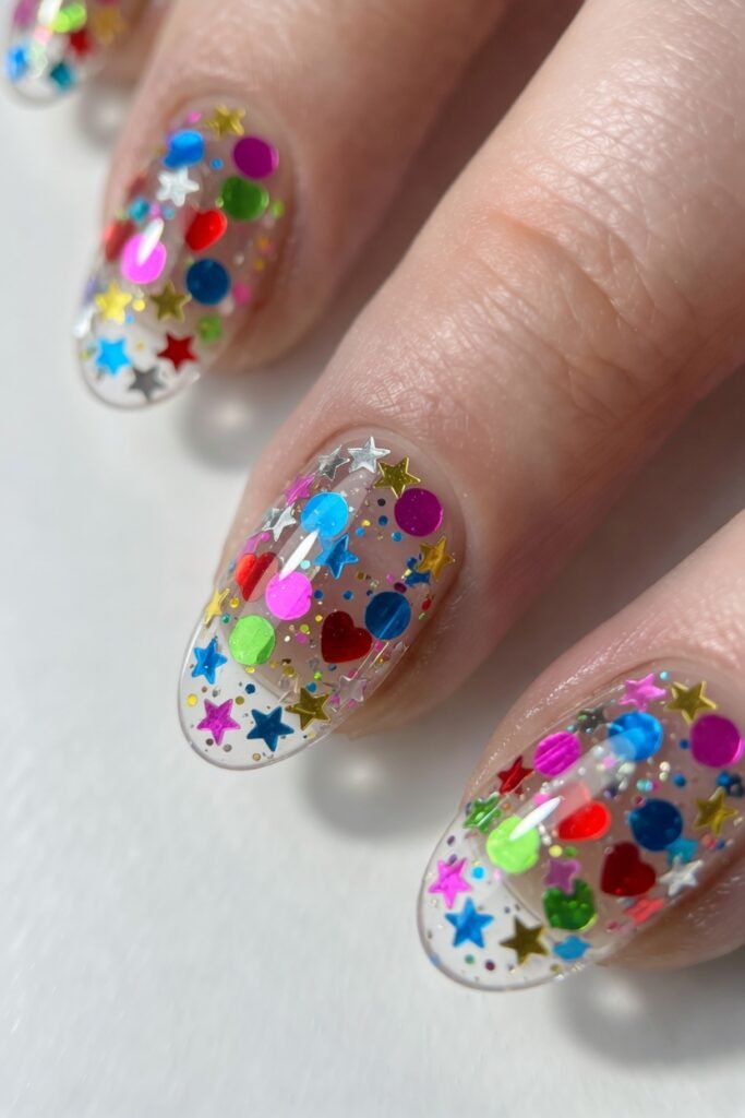Clear Jelly Nails with Confetti