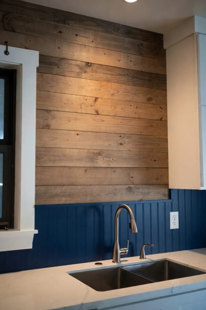 7. Colored Bead Board Backsplash (Sage Green, Navy, or Charcoal)