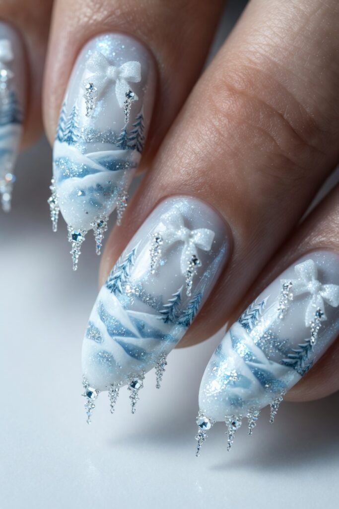 7. The Enchanted Snow Scene with Glittering Icicles