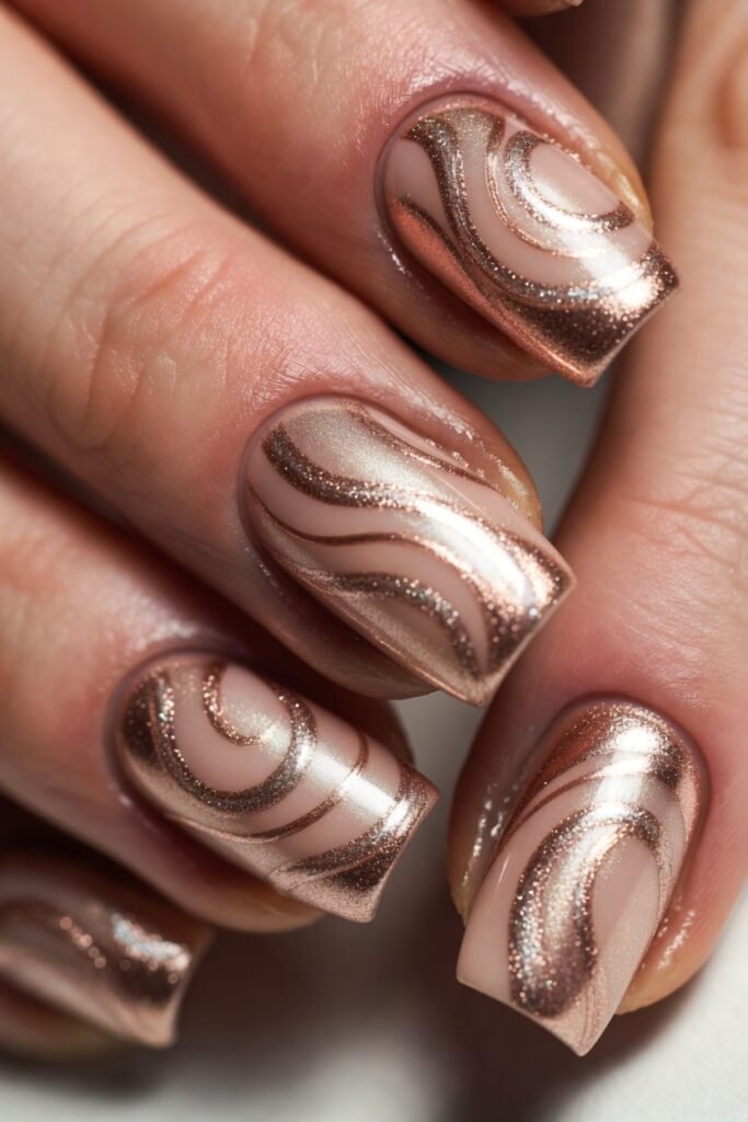 Rose Gold and Champagne Swirls
