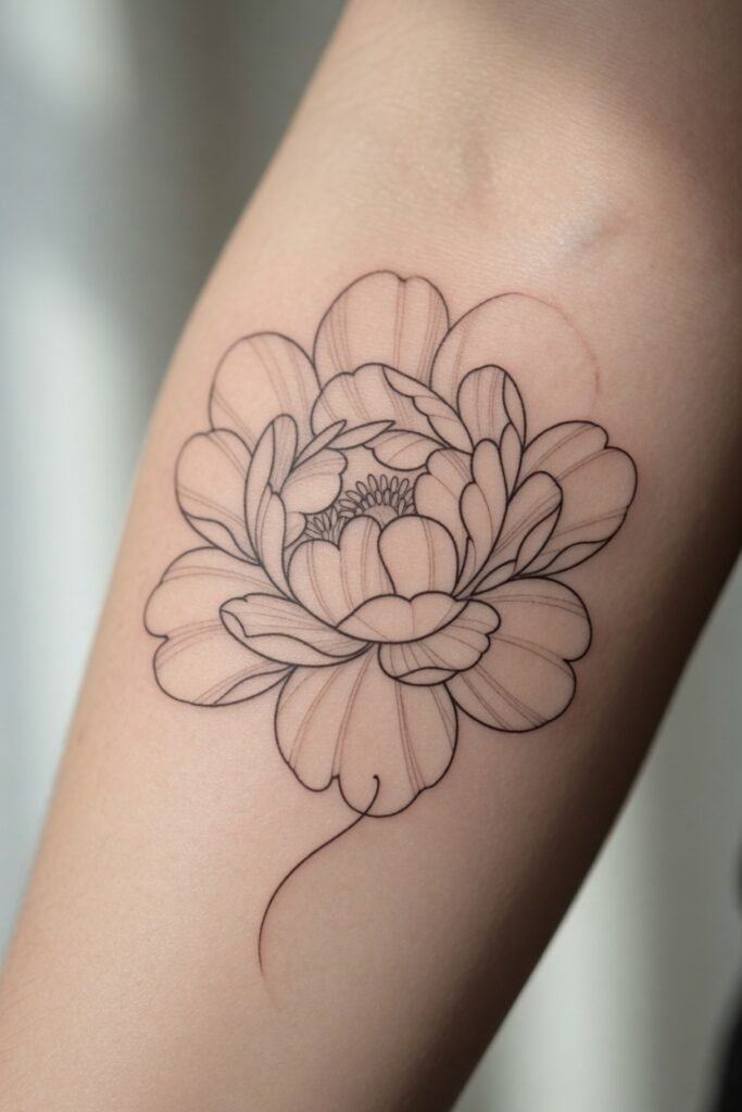 9. Line Art Minimalist Peony