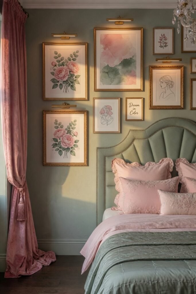 6. Pink and Sage Green Gallery Wall