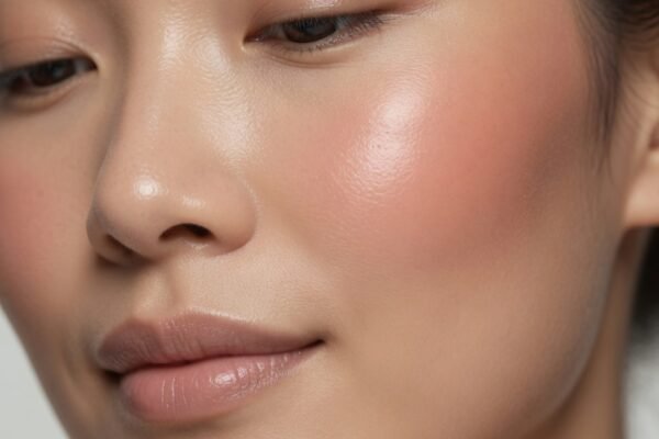 Close-up beauty photographs of 15 peach blush looks including Airbrushed Flush, Sunset Gradient, Draped Blush, Neon Peach for Deep Skin, and Frosty Iridescent Nighttime Glam showcasing fresh radiant peach blush ideas that flatter every skin tone.