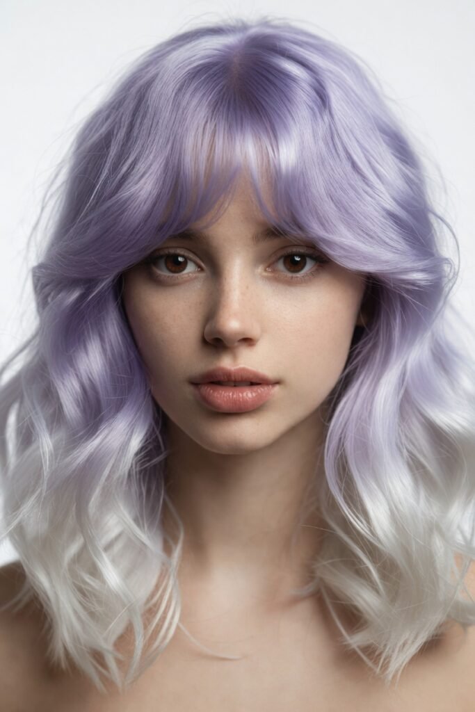 14. Pearl White and Icy Lavender Reverse Ombré