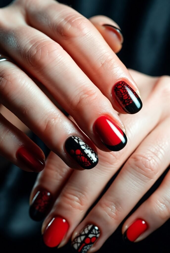 Crimson and Black Lace Negative Space