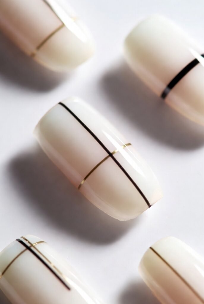 1. Minimalist Line Art on Milky White Nails: The Power of One Stroke